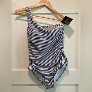 Nip Tuck One Piece Navy Stripe Swimsuit